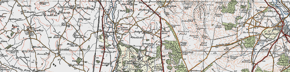 Old map of Bednall in 1921