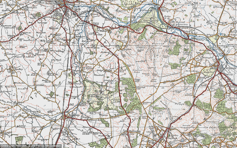 Old Map of Bednall Head, 1921 in 1921