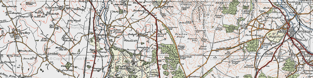 Old map of Bednall Head in 1921