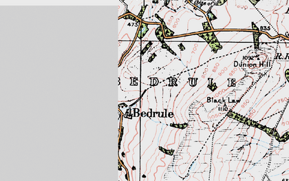 Old map of Bedrule in 1926