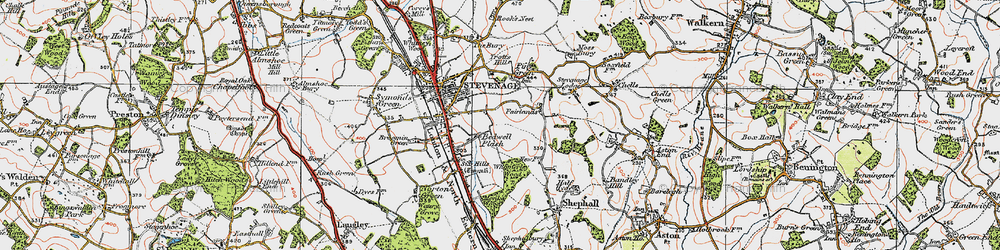 Old map of Bedwell in 1920
