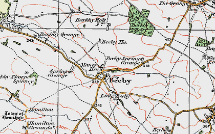 Old map of Beeby Spring Grange in 1921
