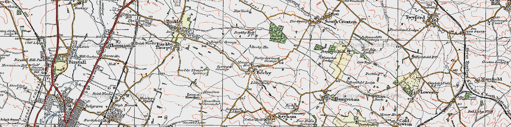 Old map of Beeby Spring Grange in 1921