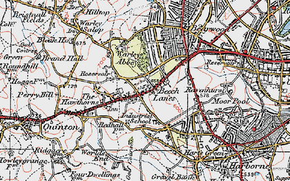 Old map of Beech Lanes in 1921