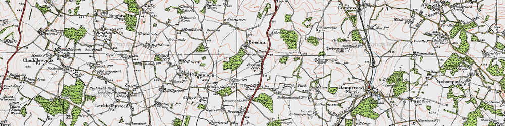 Old map of Beedon Hill in 1919