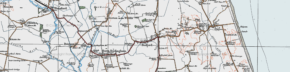 Old map of Beeford in 1924