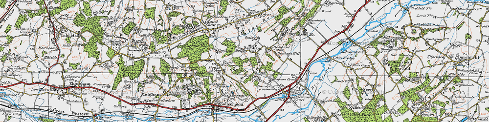 Old map of Beenham in 1919