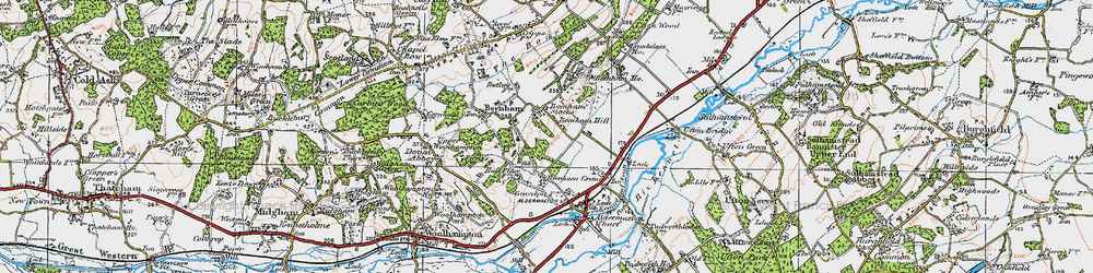 Old map of Beenham Hill in 1919
