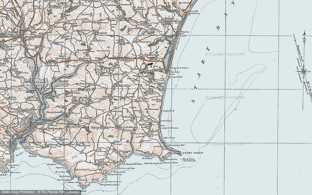 Old Map of Historic Map covering Tinsey Head in 1919
