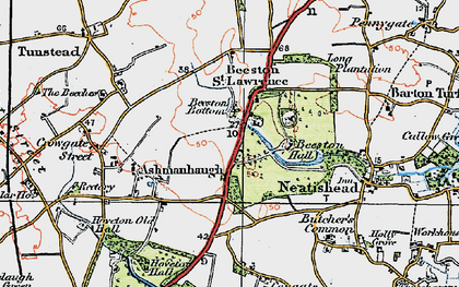 Old map of Beeston St Lawrence in 1922