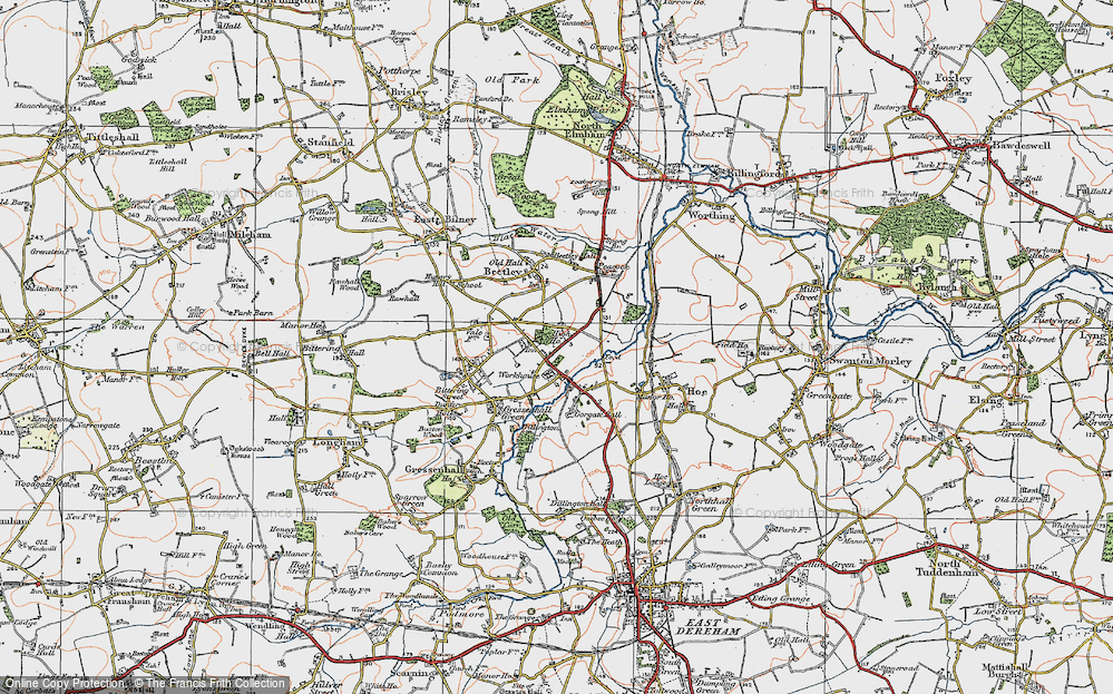 Old Map of Beetley, 1921 in 1921