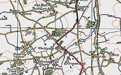 Old map of Beetley in 1921