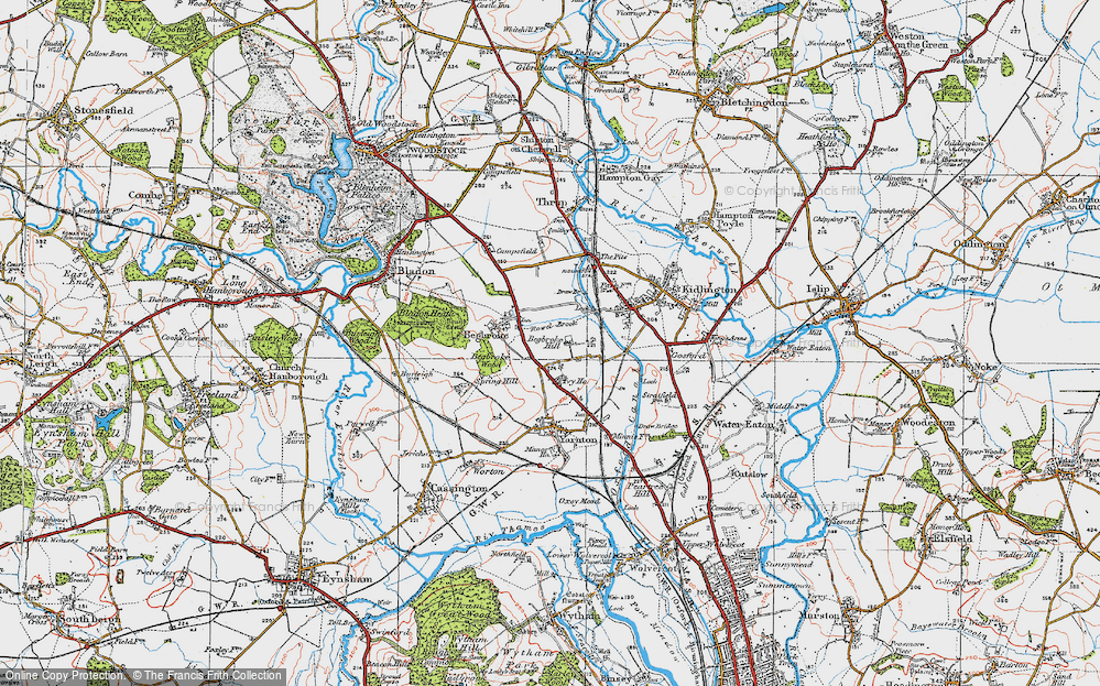 Old Map of Historic Map covering Begbroke Wood in 1919