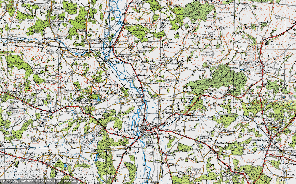 Old Map of Historic Map covering Abbotswood in 1919