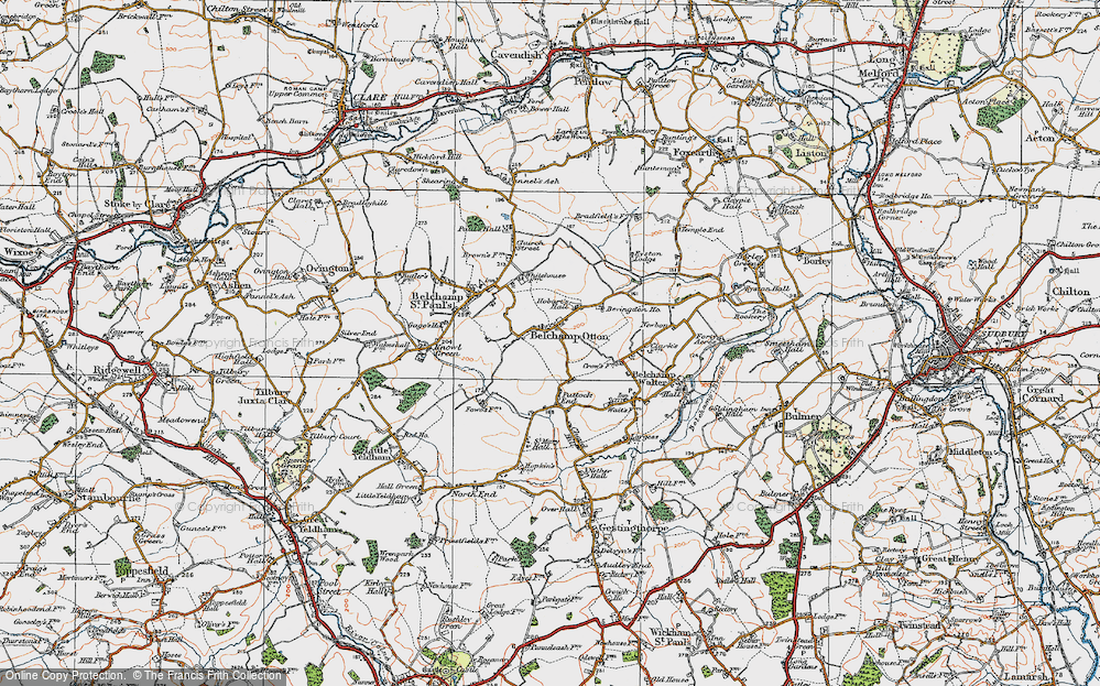 Old Map of Belchamp Otten, 1921 in 1921
