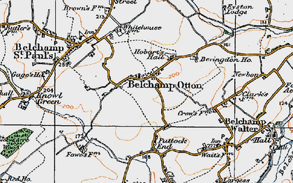 Old map of Belchamp Otten in 1921
