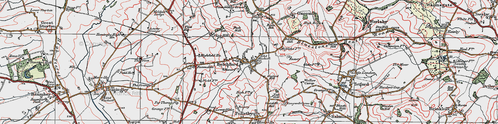 Old map of Belchford Hill in 1923