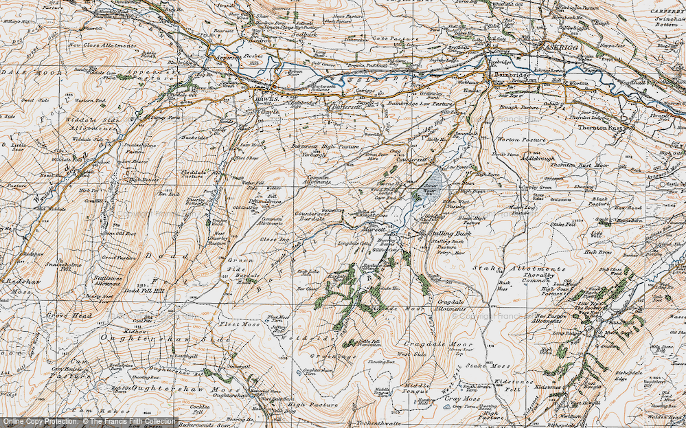 Old Map of Historic Map covering Bardale Beck in 1925