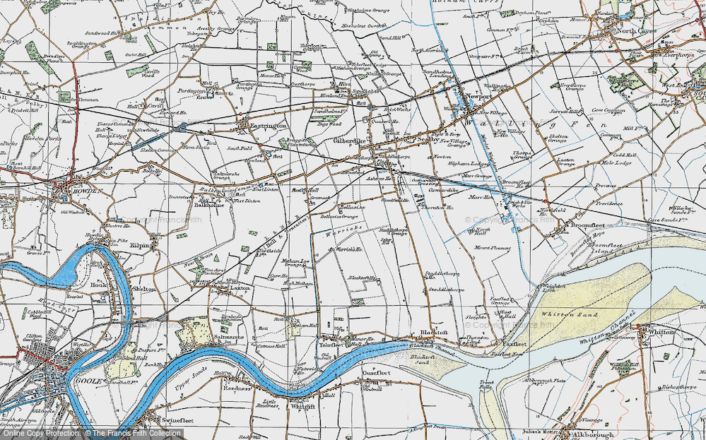 Old Map of Historic Map covering Bellasize Grange in 1924
