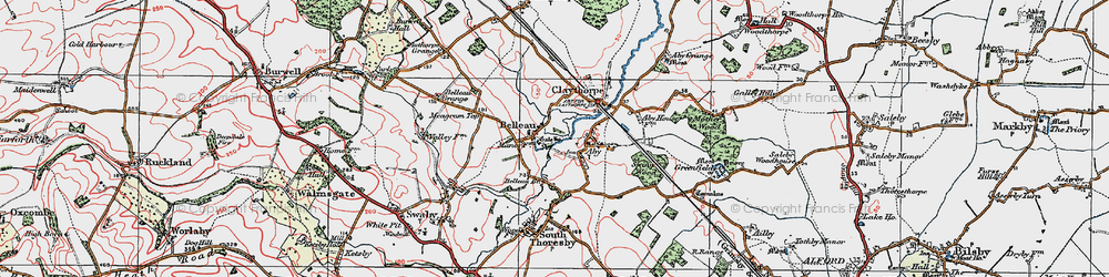 Old map of Belleau in 1923