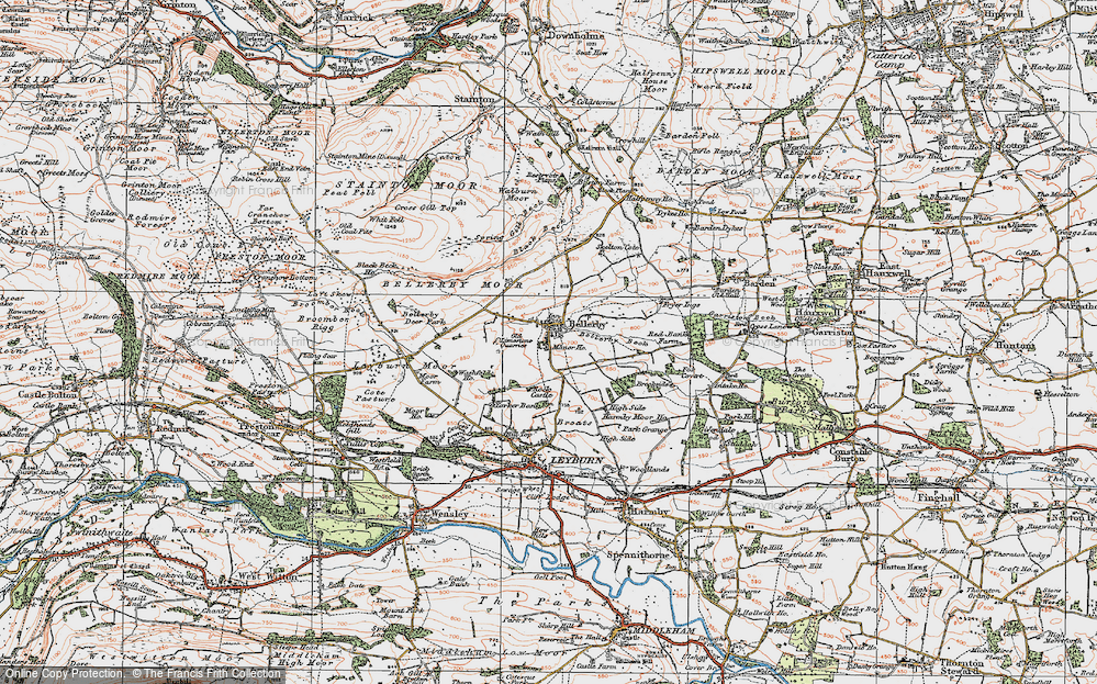 Old Map of Historic Map covering Bellerby Camp in 1925