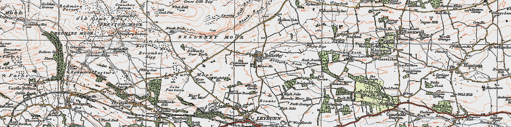 Old map of Bellerby Moor in 1925
