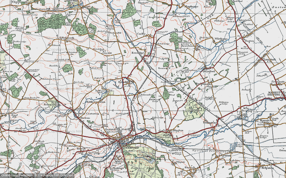 Old Map of Historic Map covering Newstead in 1922