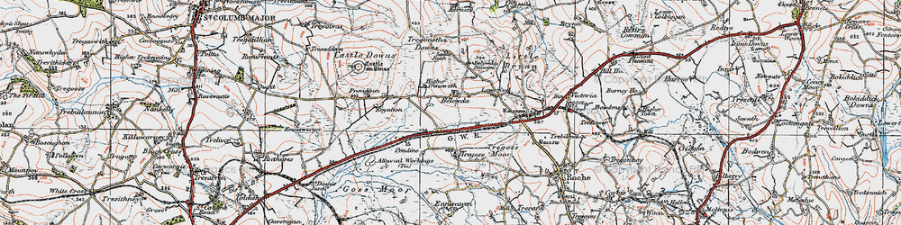 Old map of Belowda in 1919