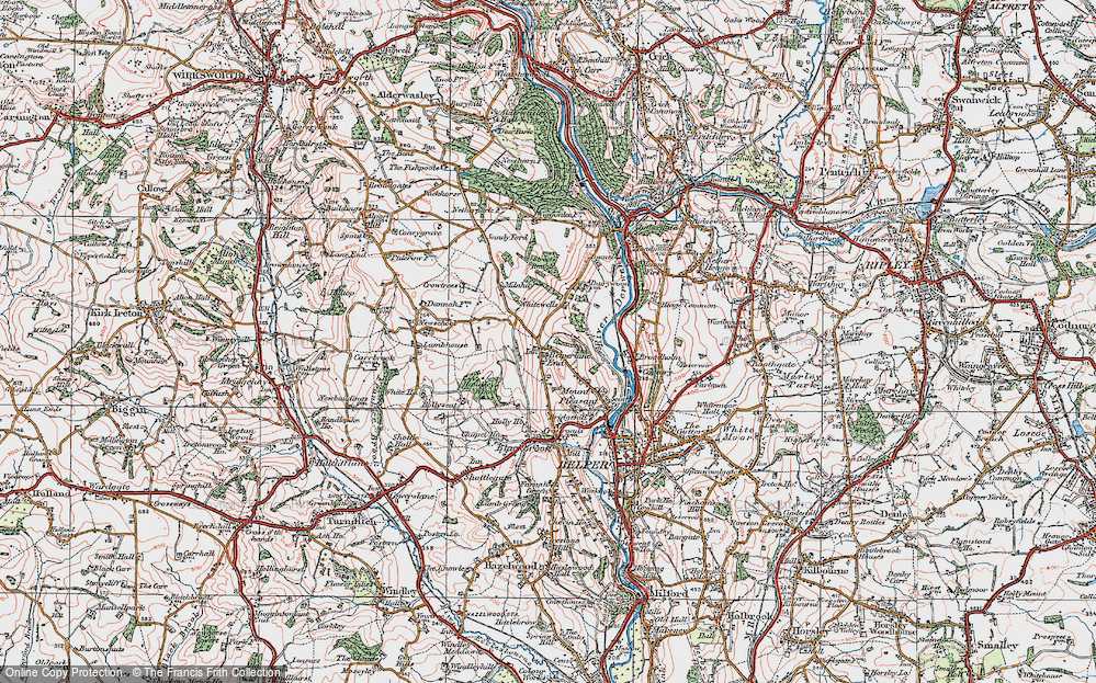 Old Map of Belper Lane End, 1921 in 1921