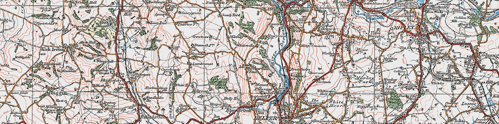 Old map of Belper Lane End in 1921