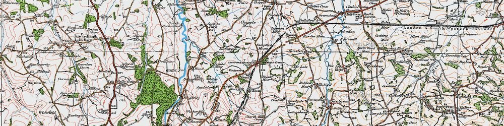 Old map of Belstone Corner in 1919