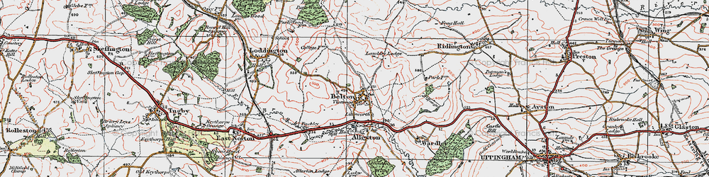 Old map of Launde Park Wood in 1921
