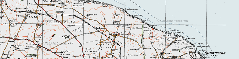 Old map of Bempton Cliffs in 1924