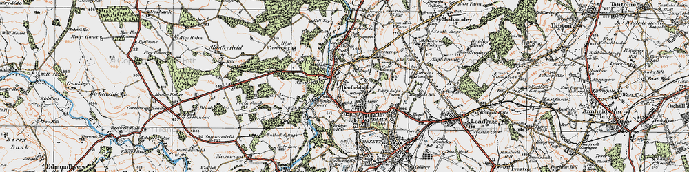 Old map of Benfieldside in 1925