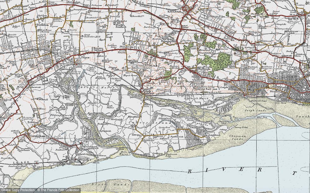 Old Map of Benfleet Creek, 1921 in 1921