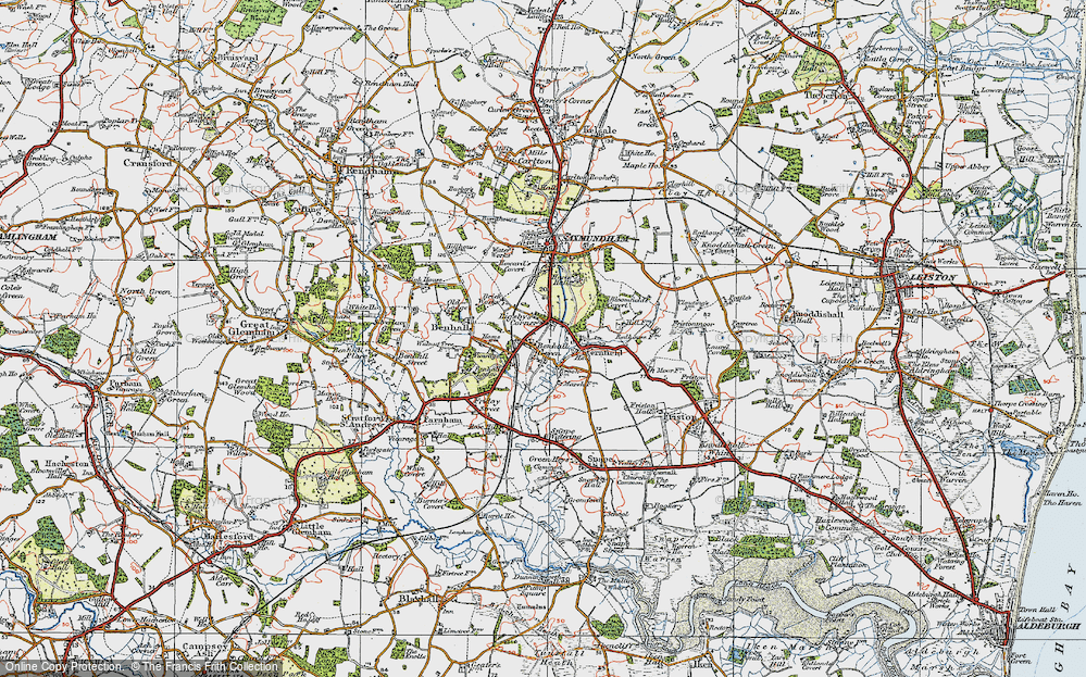 Old Map of Benhall Green, 1921 in 1921