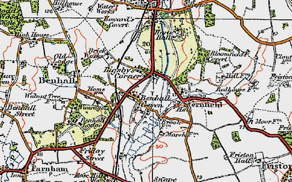 Old map of Benhall Green in 1921