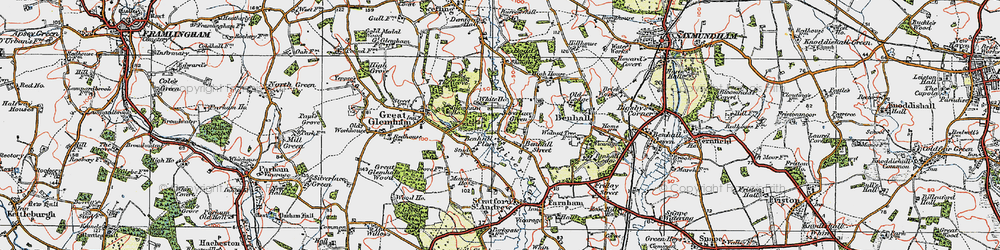 Old map of Benhall Place in 1921