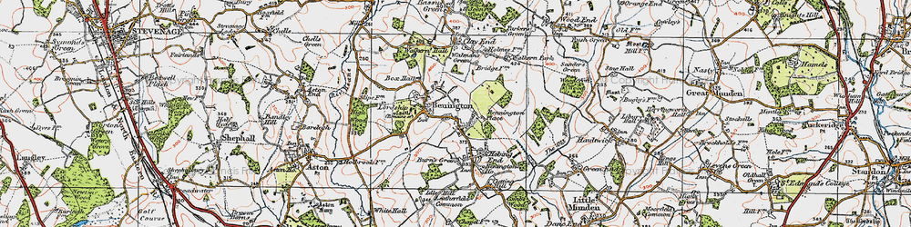 Old map of Benington in 1919
