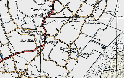 Old map of Benington Sea End in 1922