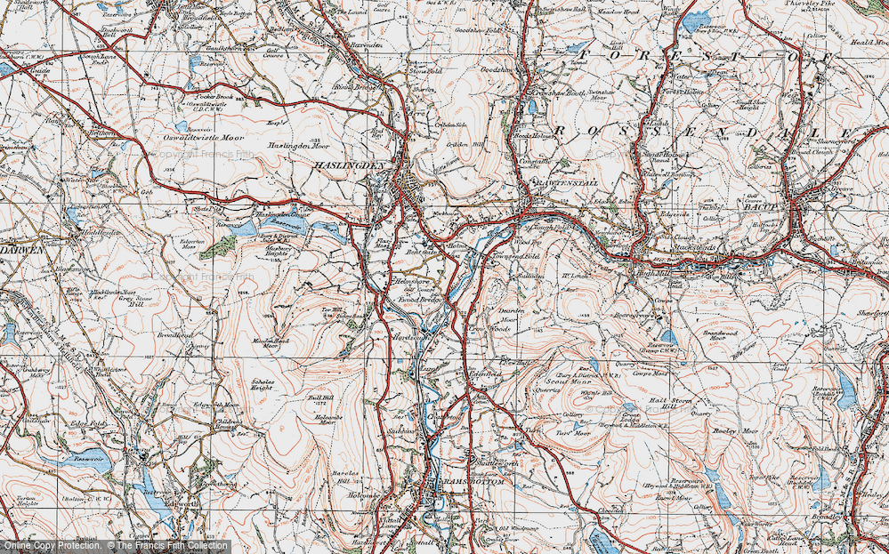 Old Map of Bent Gate, 1924 in 1924