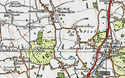 Old map of Bentfield Bury in 1919