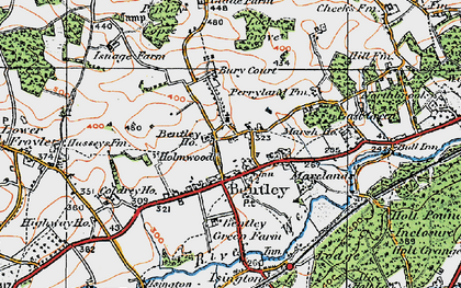 Old map of Bentley in 1919