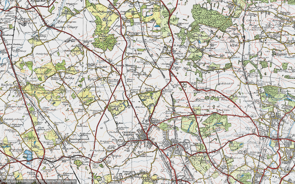 Old Map of Bentley Heath, 1920 in 1920