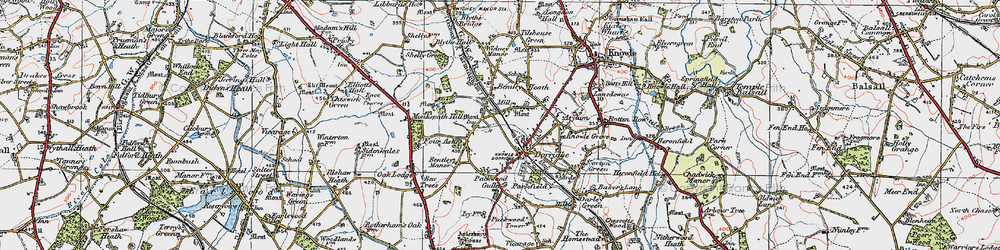 Old map of Bentley Heath in 1921