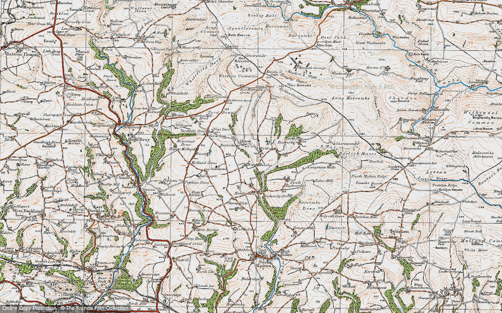 Old Map of Historic Map covering West Yarde in 1919