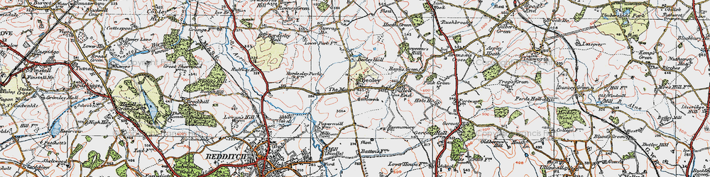 Old map of Beoley in 1919