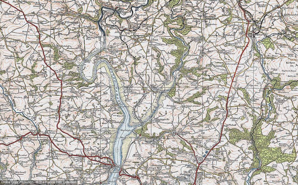 Old Map of Bere Ferrers, 1919 in 1919