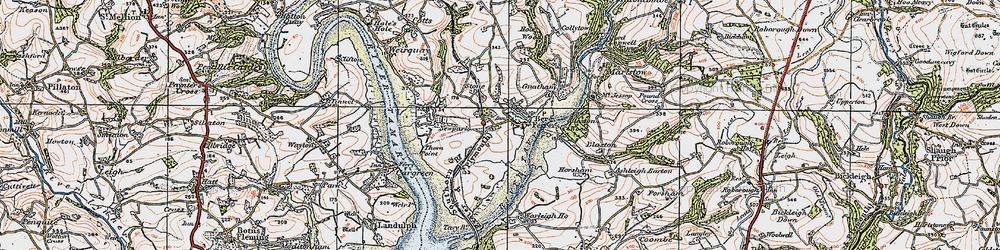 Old map of Bere Ferrers in 1919