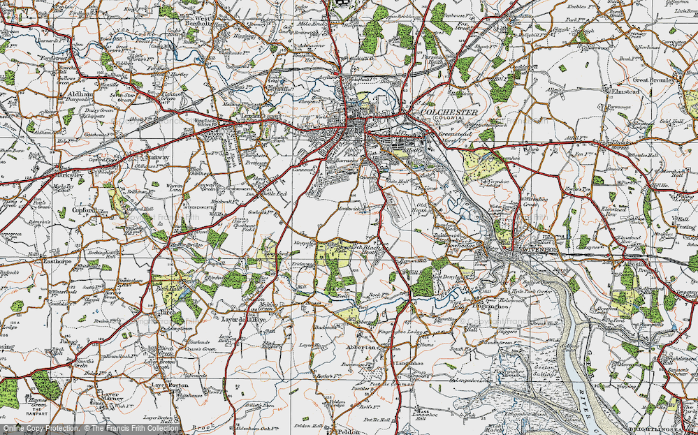Old Map of Berechurch, 1921 in 1921